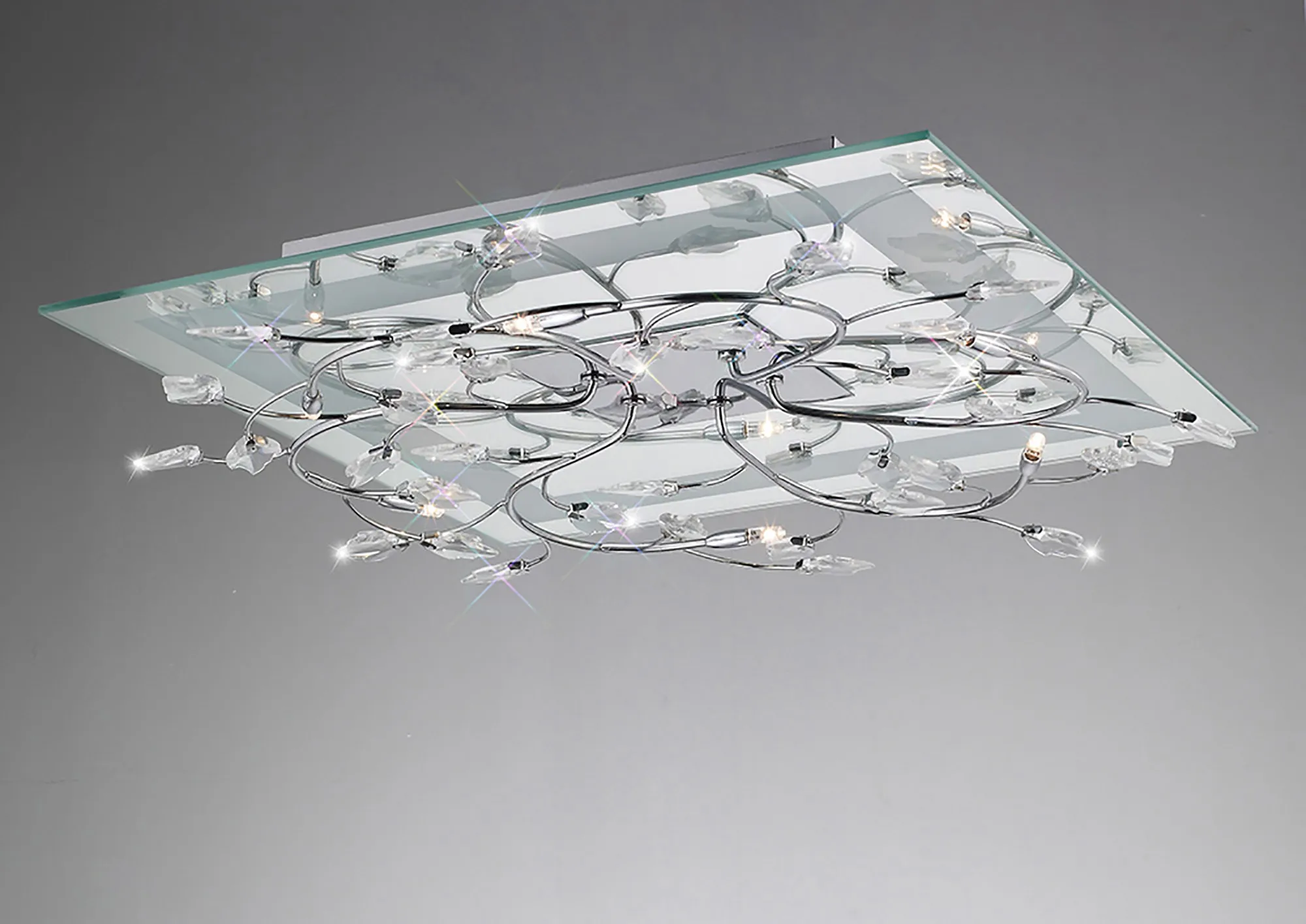 Aurora Crystal Ceiling Lights Diyas Flush Crystal Fittings
